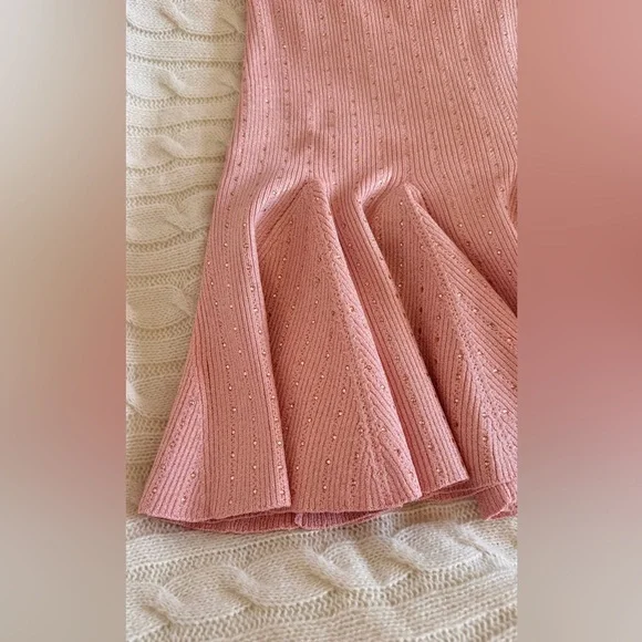 LoveShackFancy Maryanne Crystal Knit Mini Dress In PINK CHAMPAGNE, brand new. - Picture 11 of 15